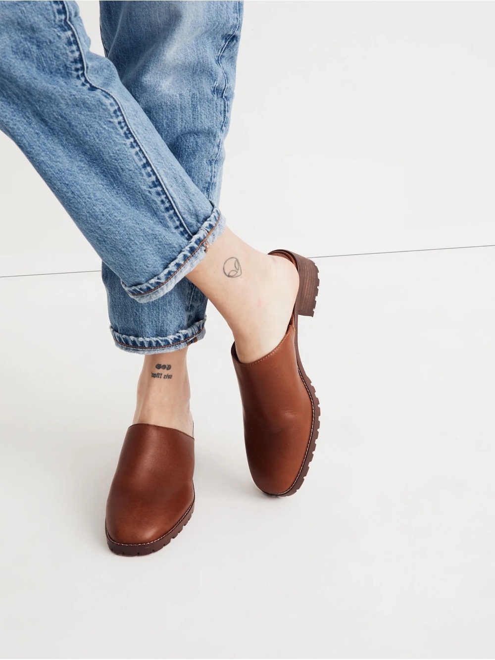 Size 8 Ladies Madewell Mindy Leather Slip-On Lugsole Mules in Dried Maple (ABBA)